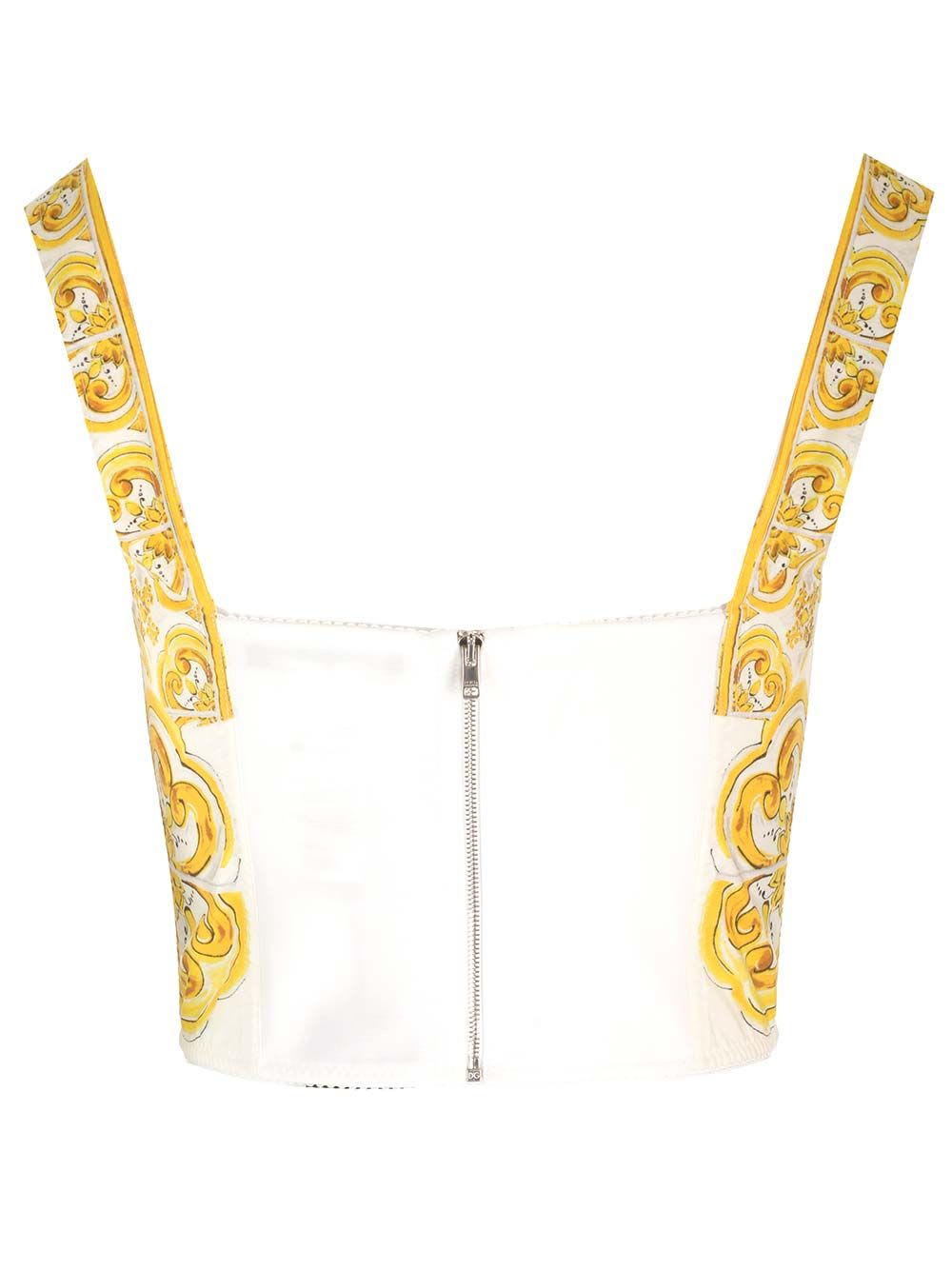 Shop Dolce & Gabbana Bustier Top In Yellow