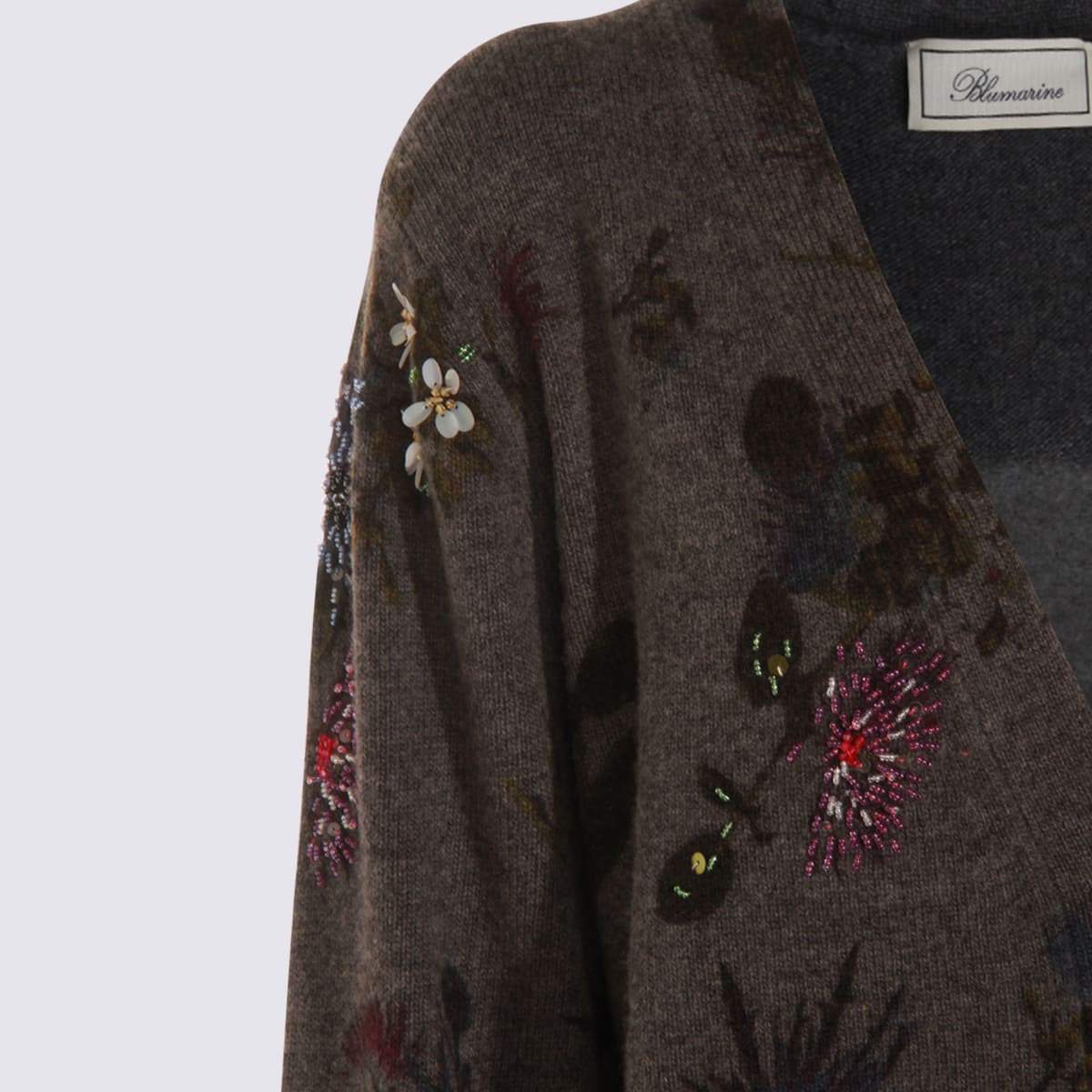 Blumarine Printed Wool Blend Oversize Cardigan In Black