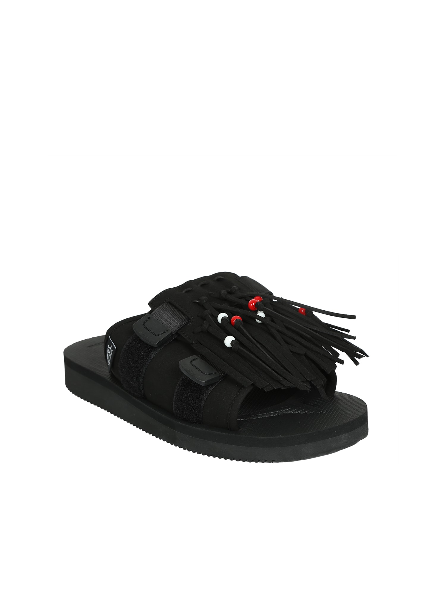 Shop Suicoke Hoto-cab Fringed Black Sandals