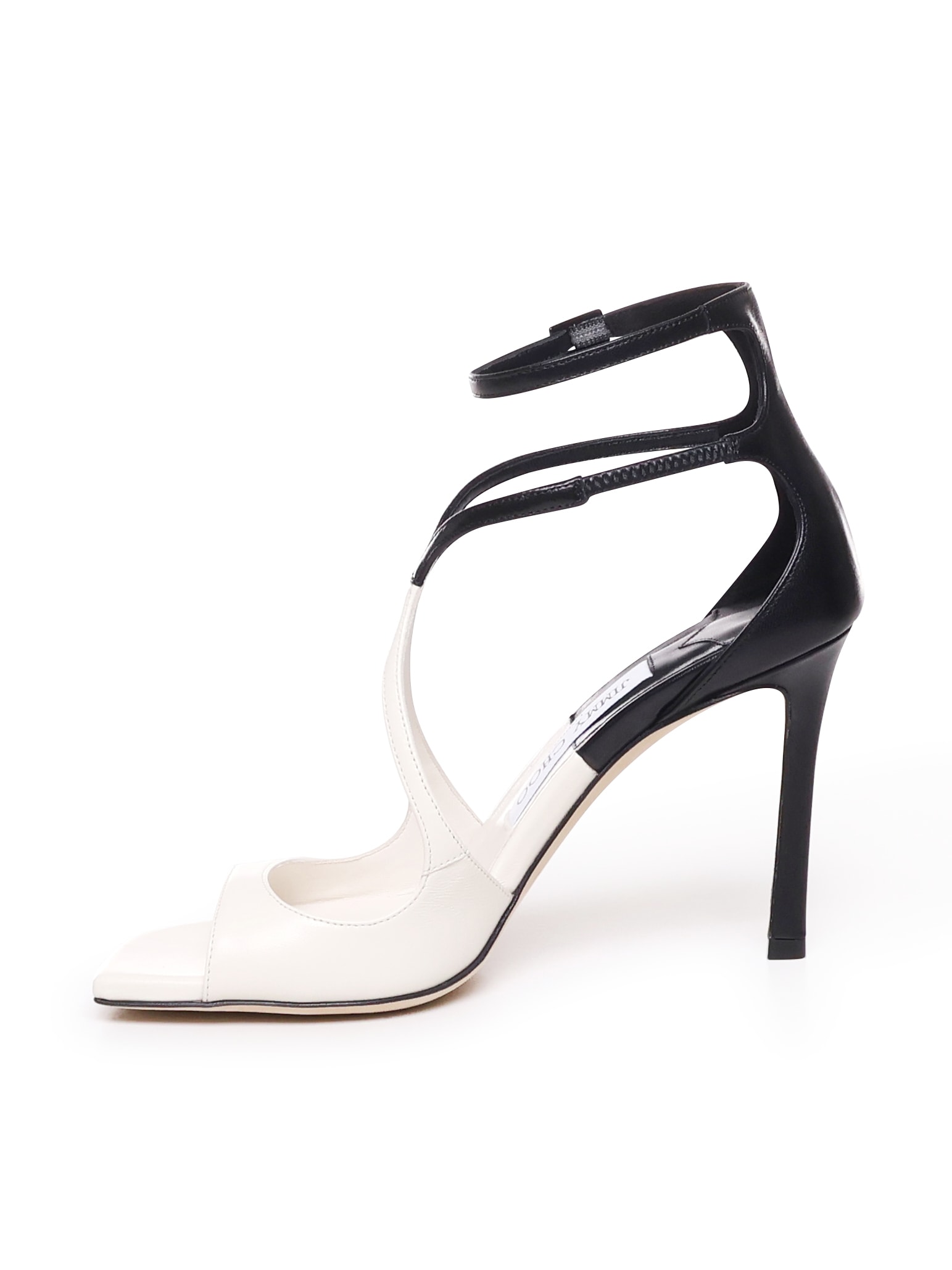 Shop Jimmy Choo Azia Sandals In Two-tone Leather In Latte Black