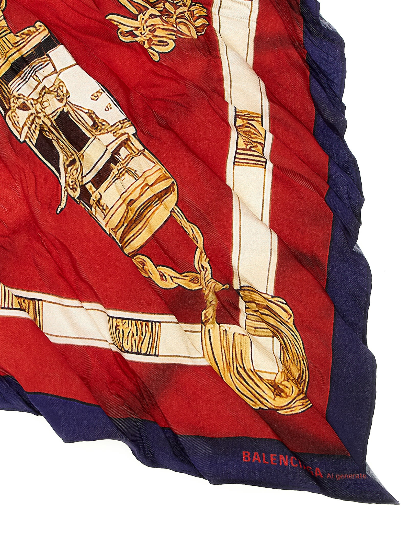 Balenciaga Twill Scarf With Bold Print Design In Multi