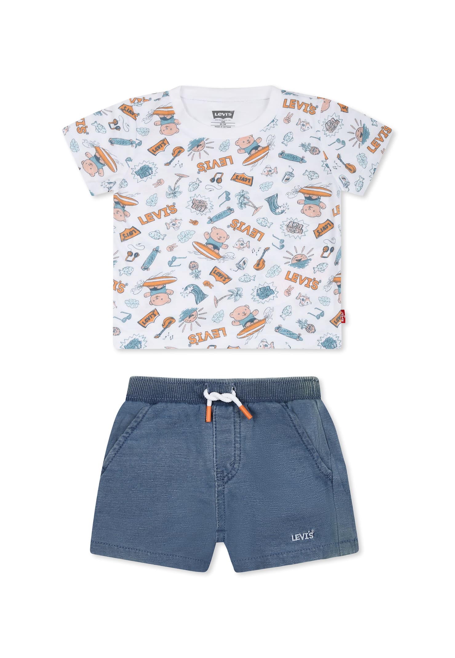 Levi's Blue Suit For Baby Boy With Bear In Light Blue