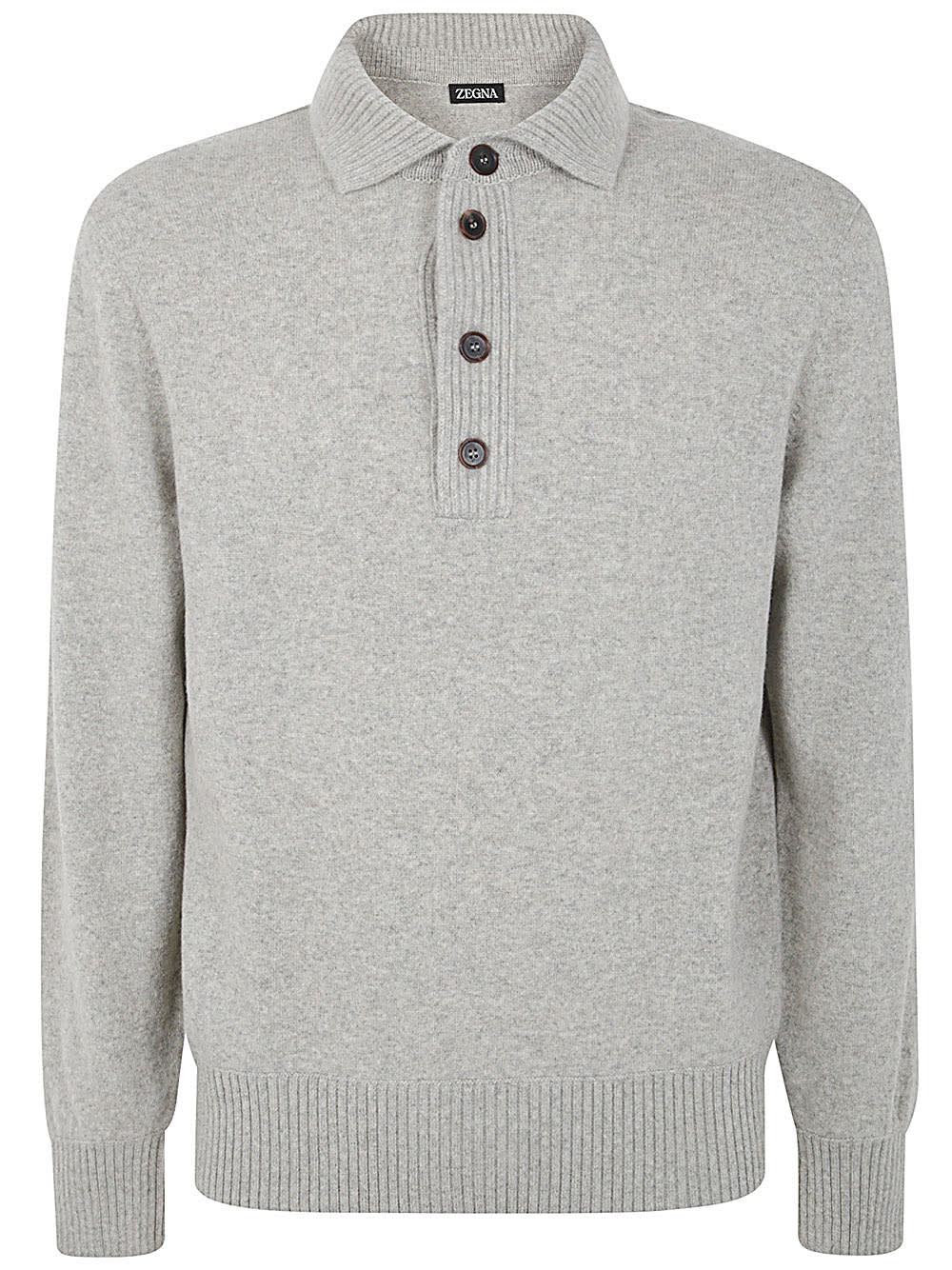 Shop Zegna Wool And Cashmere Polo In Light Grey Melange