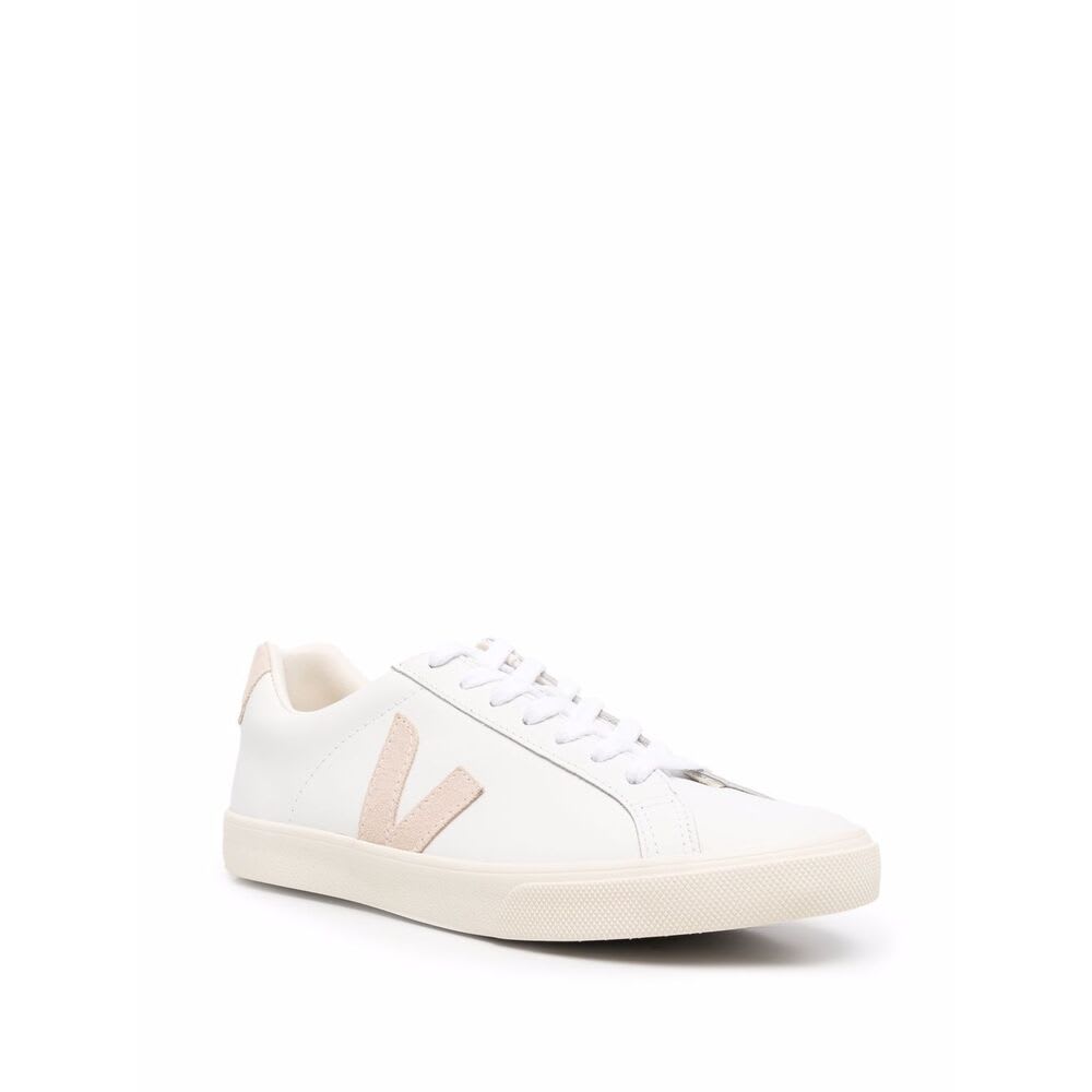 Veja Esplar Logo Leather Extra White Sable Trainers In White