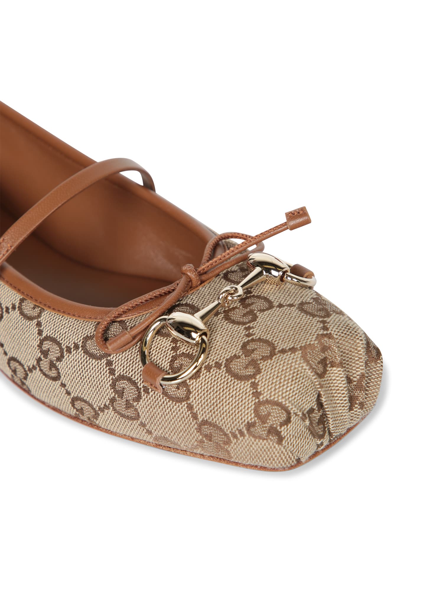 Gucci Horsebit Gg Beige Ballet Flats In Neutral