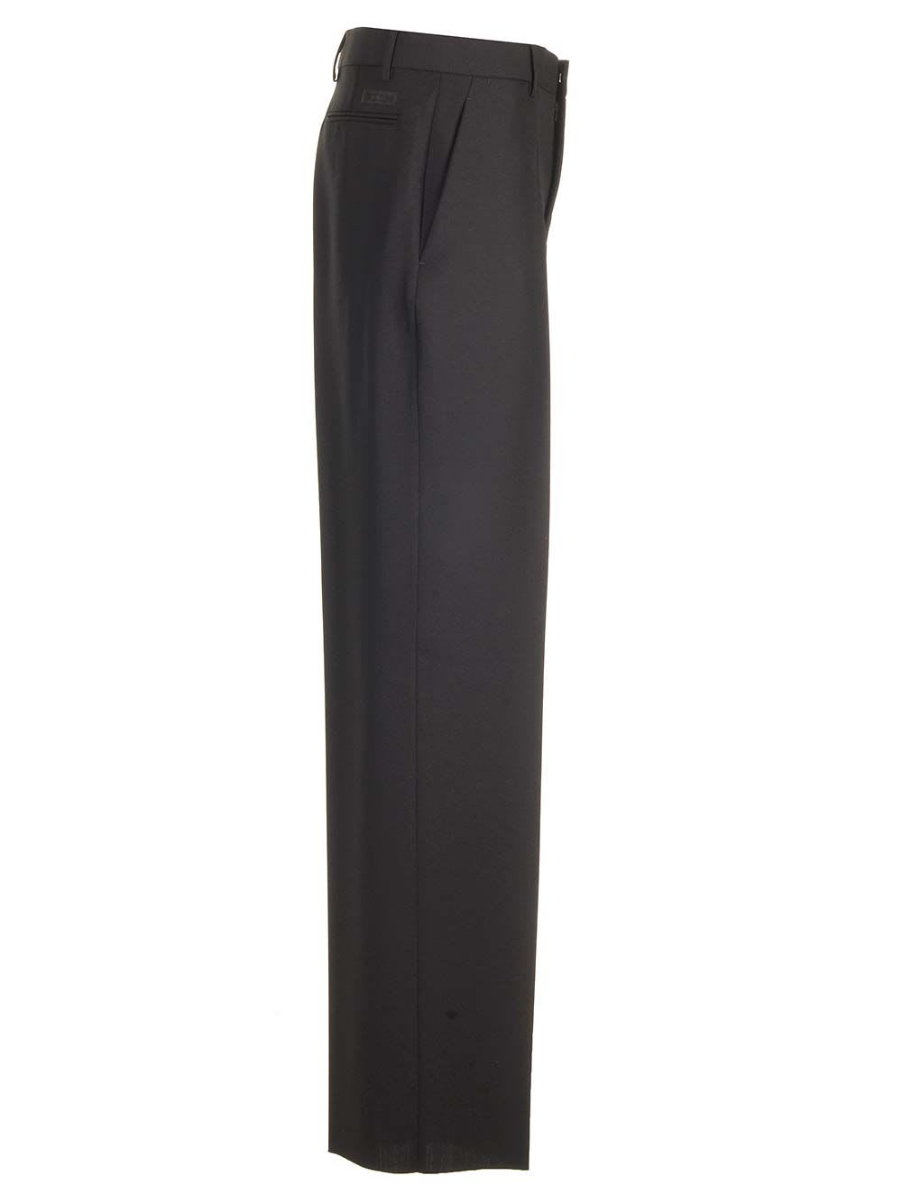 Shop Versace Formal Trousers In Mohair Blend In Black