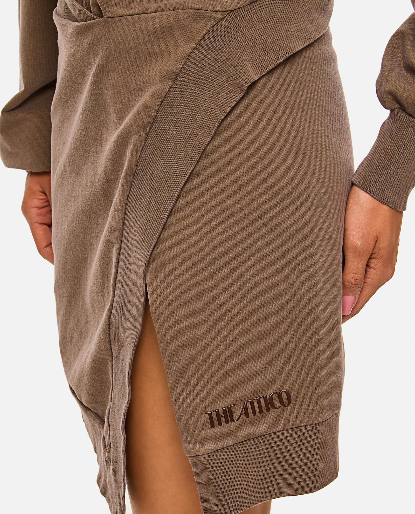 Attico Light American Fleece Mini Dress In Brown