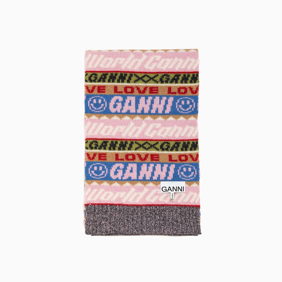 Ganni Graphic Wool Scarf