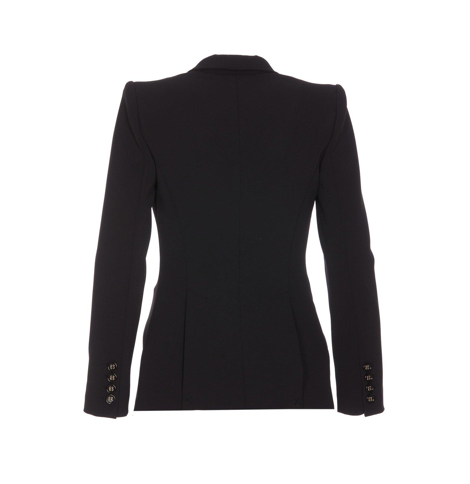 Shop Elisabetta Franchi Logo Plaque Single-breasted Jacket  In Black