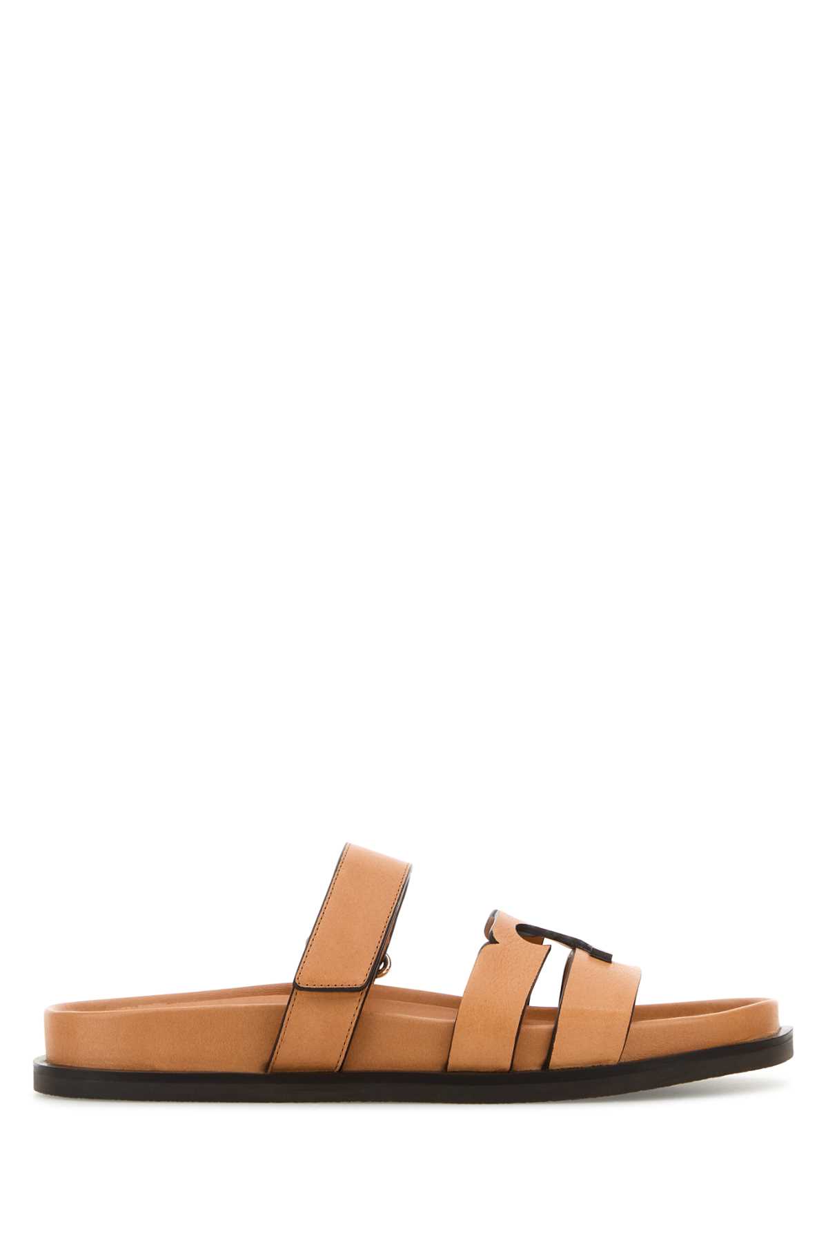 Tory Burch Orange Leather Lines Slippers
