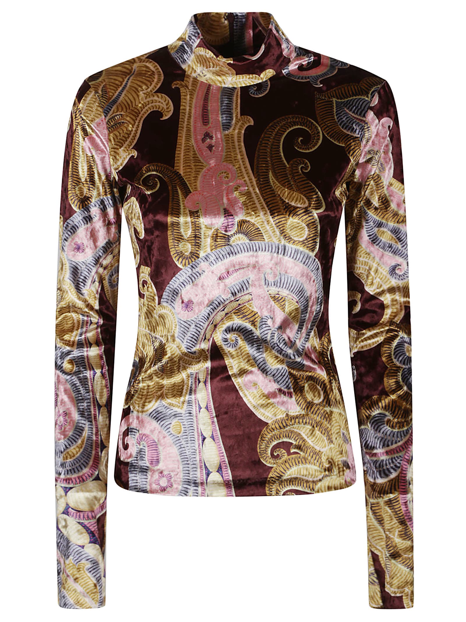 Shop Etro Turtle Neck Top In Bordeaux Fantasia