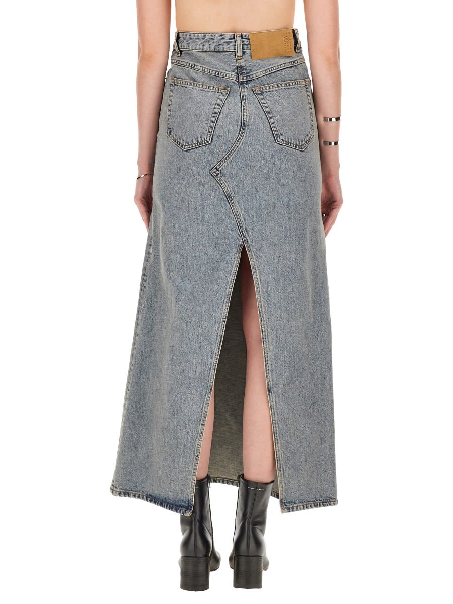 Shop Mm6 Maison Margiela Long Skirt In Denim