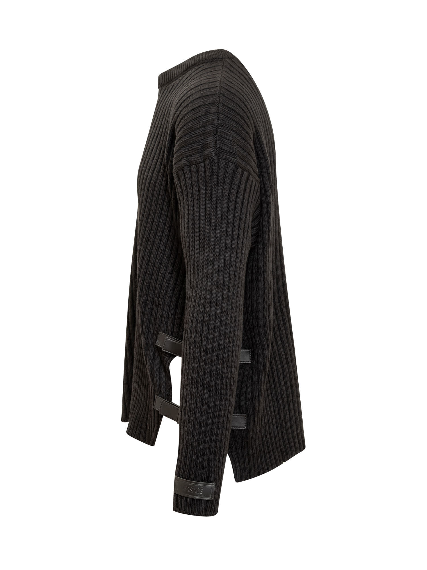Shop Versace Crewneck Sweater In Black