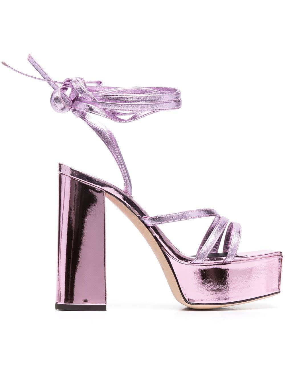 Giuseppe Zanotti Flavienne Mirrored-leather Platform Sandals In Pink