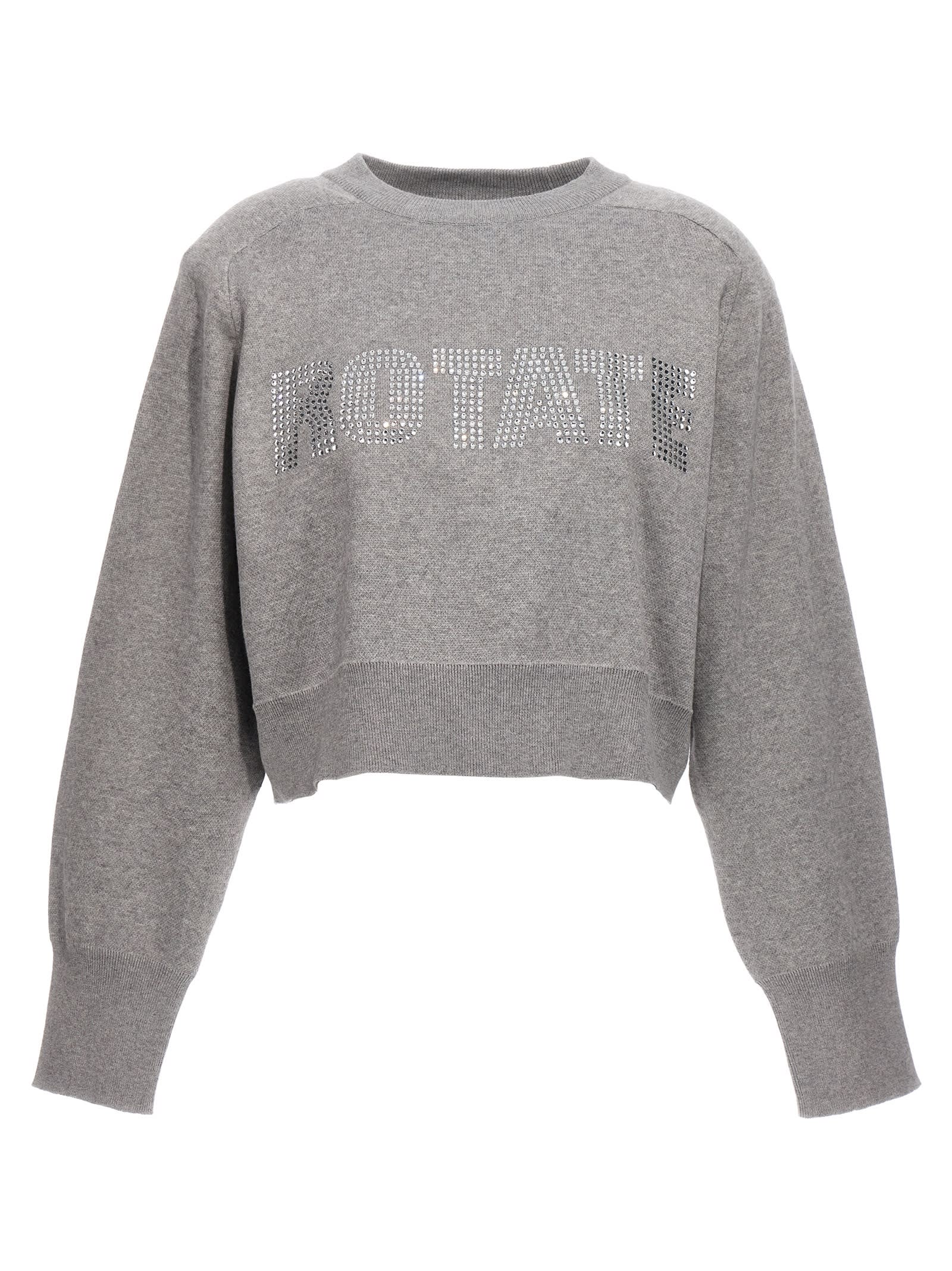 Shop Rotate Birger Christensen Firm Knit Cropped Sweater In Gray