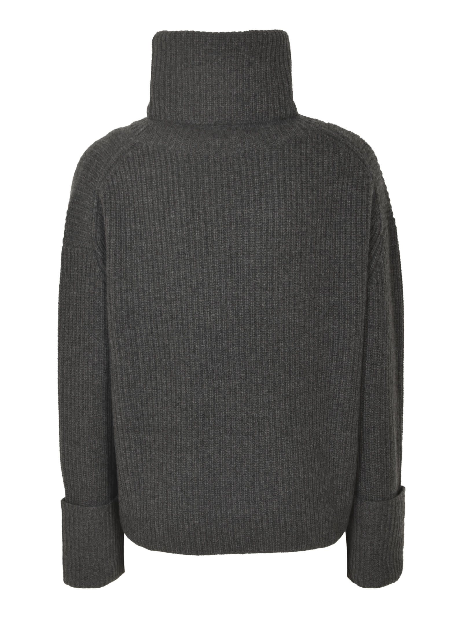 Shop Oliver Lattughi High-neck Rib Trim Knit Sweater In Korat