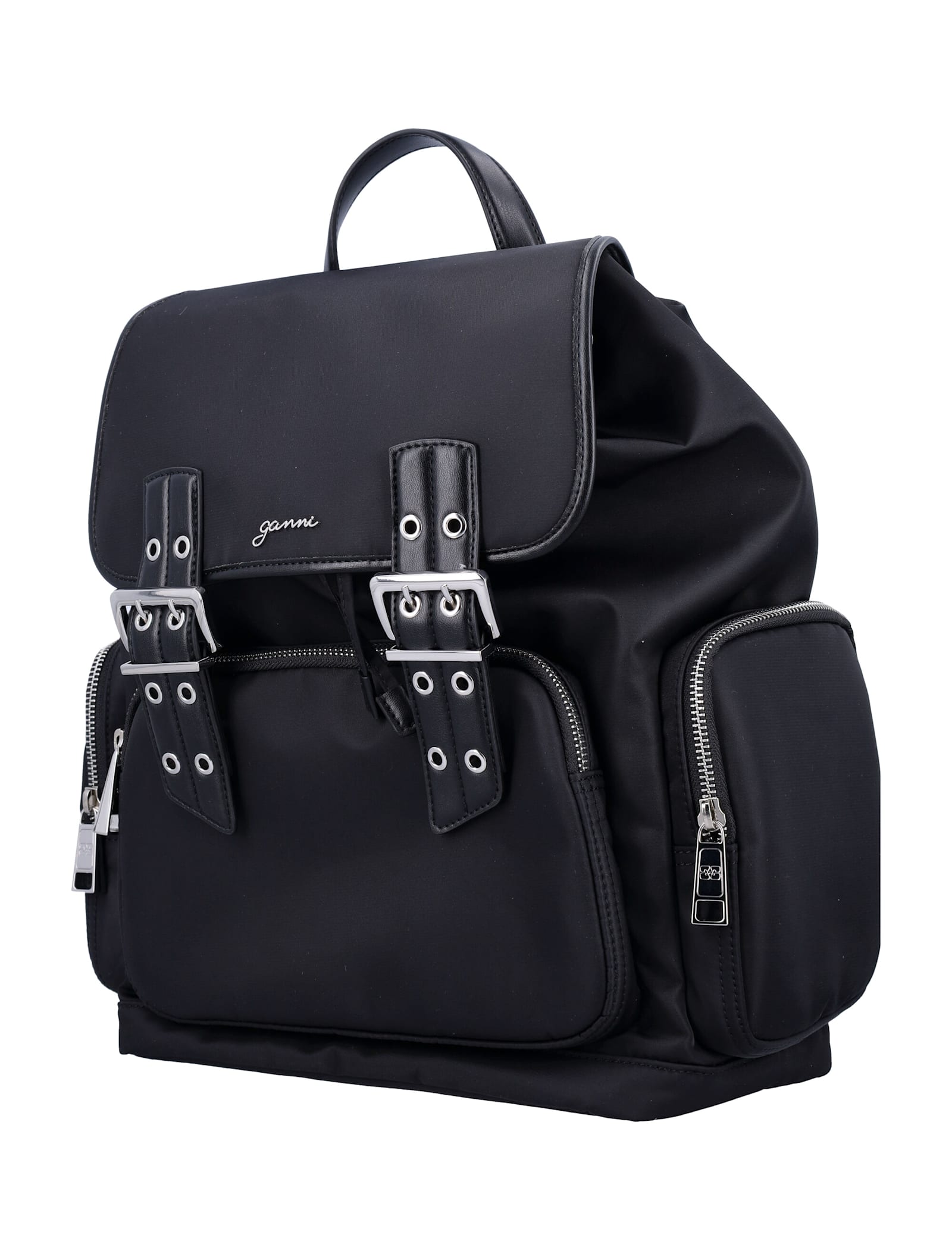 Ganni Bucky Nylon Backpack In Black