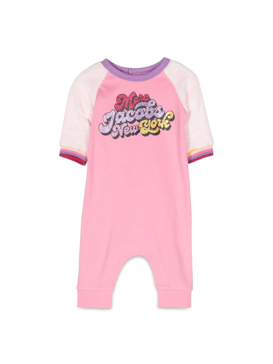 Shop Little Marc Jacobs Long Logo Romper In Pink