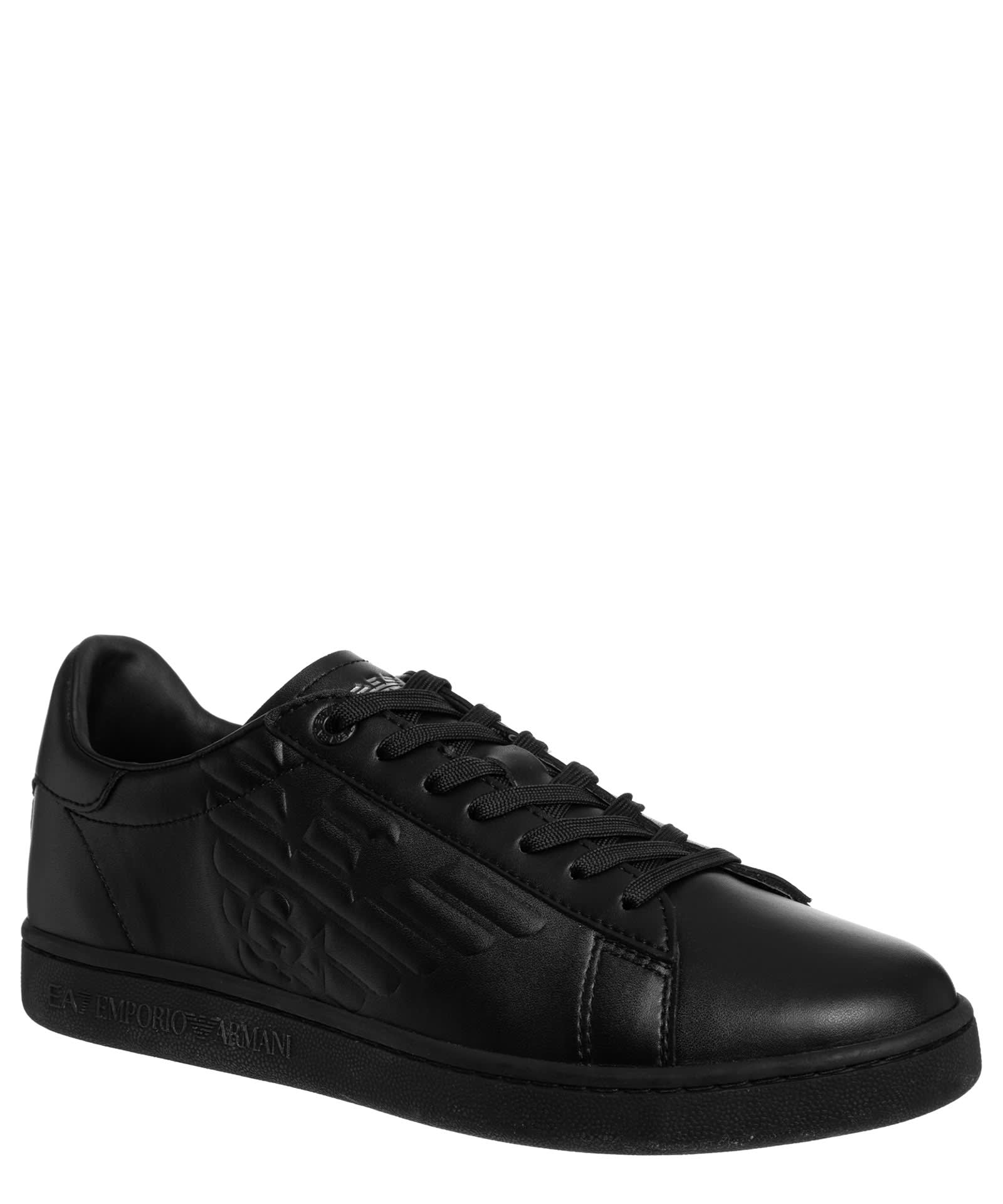 Shop Ea7 Classic New Cc Leather Sneakers In Black