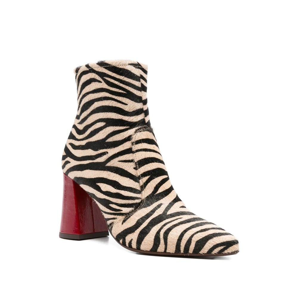 Chie Mihara 80mm Zebra-print Block-heel Ankle Boots In Multi