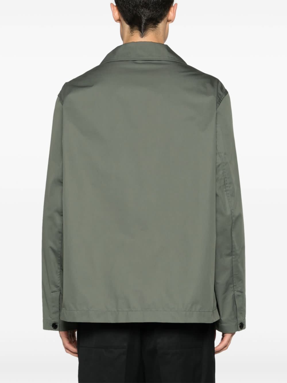Lemaire Cotton Blend Multipocket Overshirt In Green