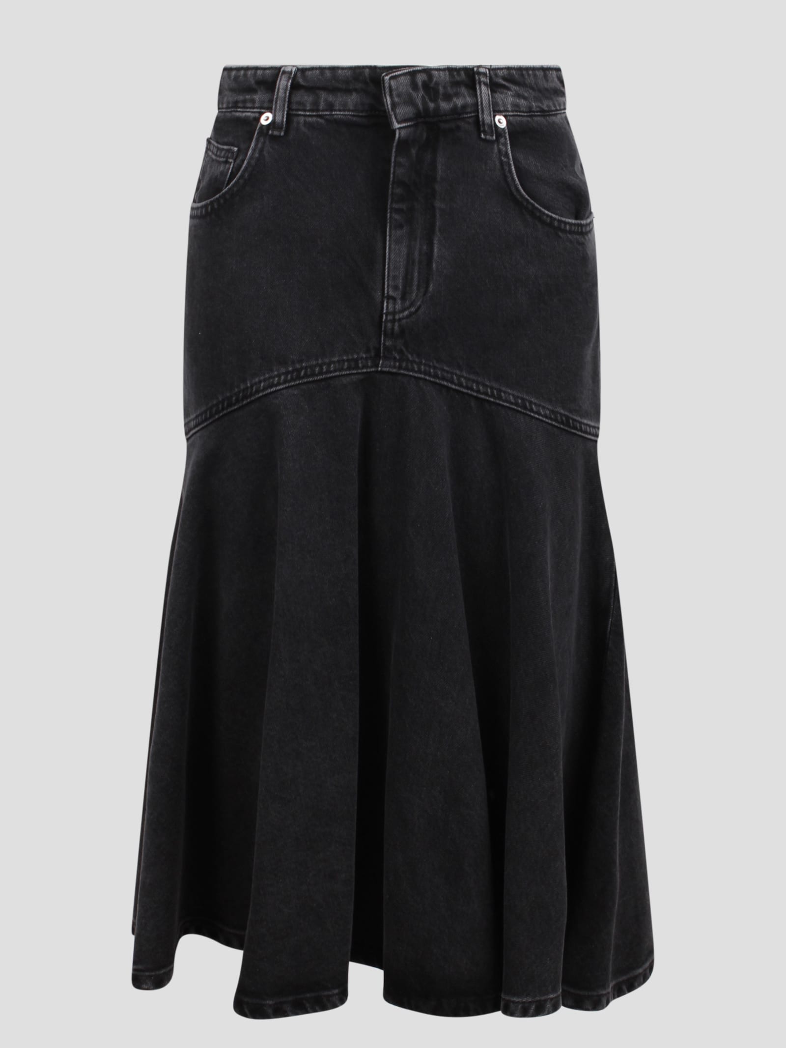 Denim Skirt With Ruffle