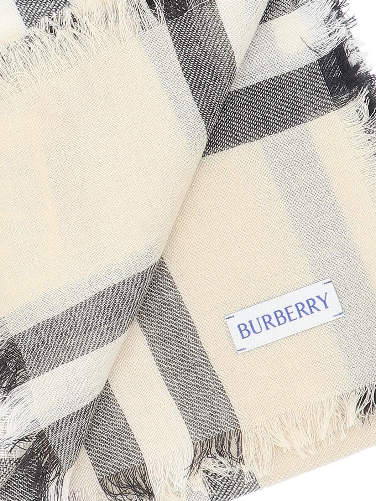 Shop Burberry Check Wool Scarf In Stone