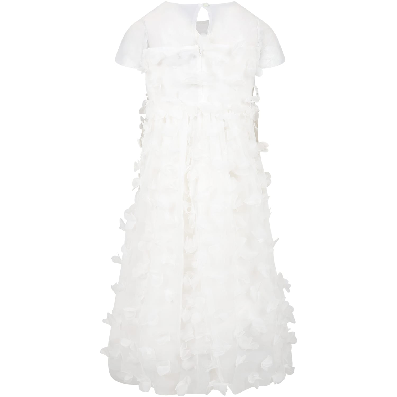 Shop Simonetta White Dress For Girl With Tulle Applications