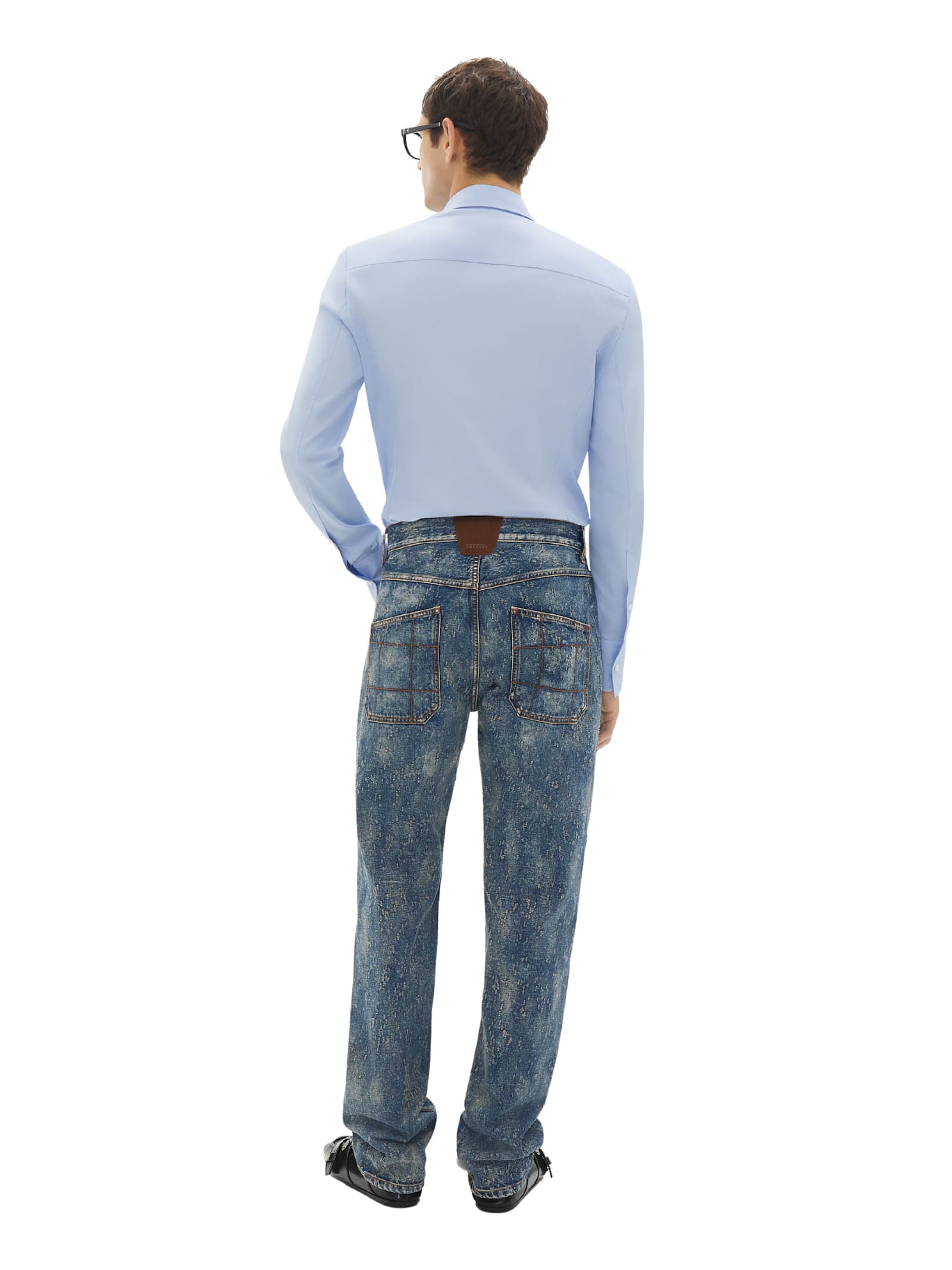 Ferrari Trousers In Needled And Washed Denim In Blue