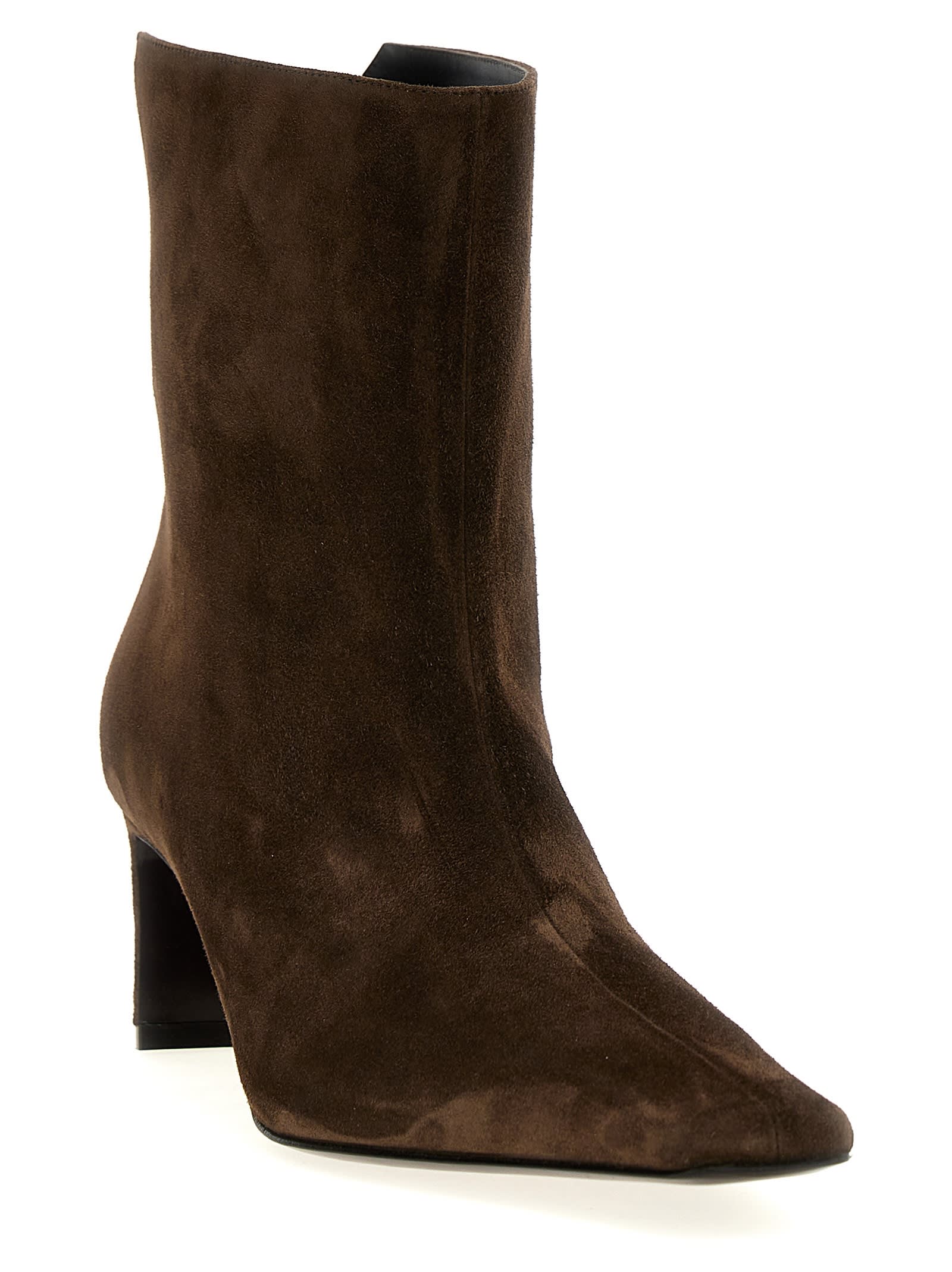 Khaite Brown Ona Ankle Boots In Black
