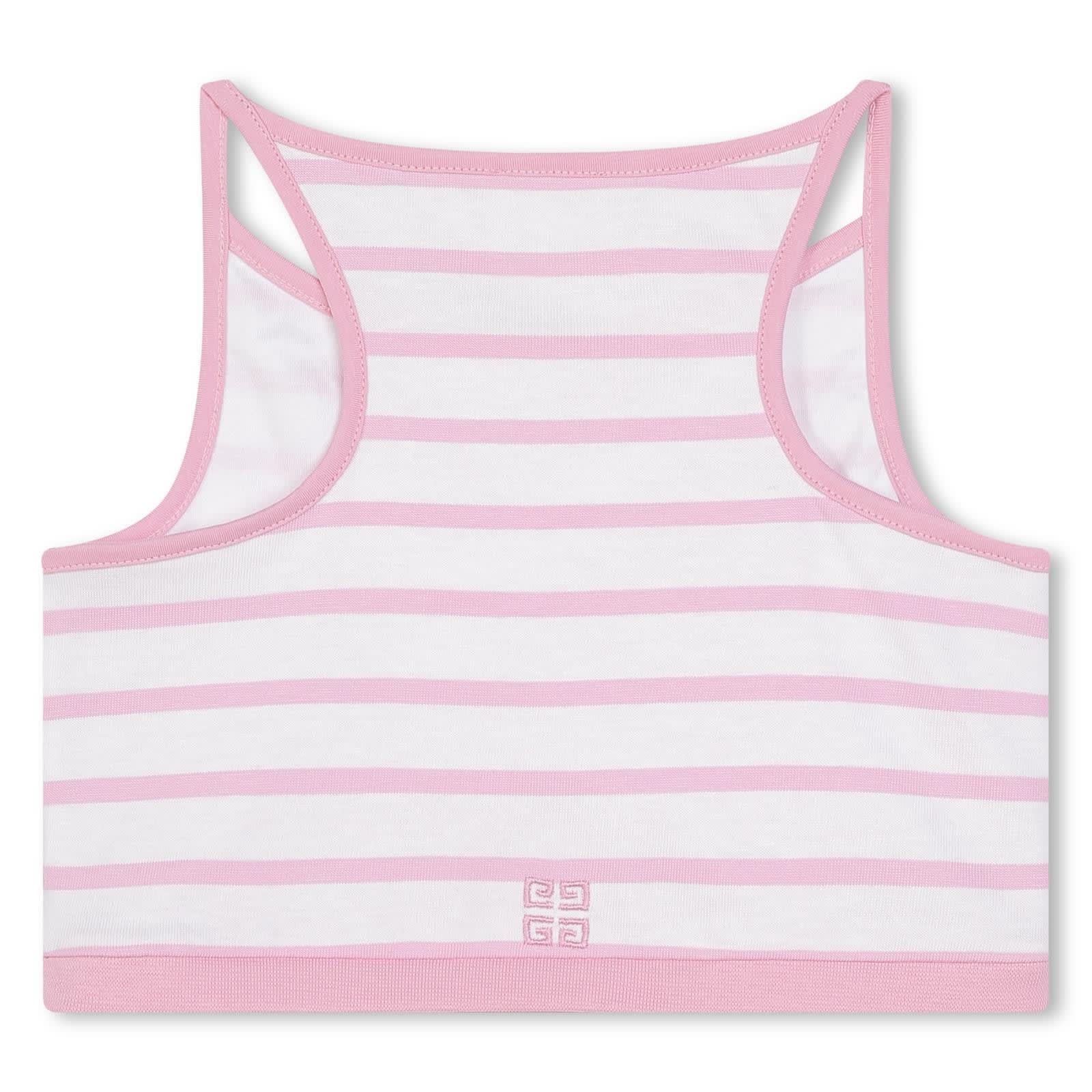 Shop Givenchy Crop Top With Striped Embroidery In Rosa