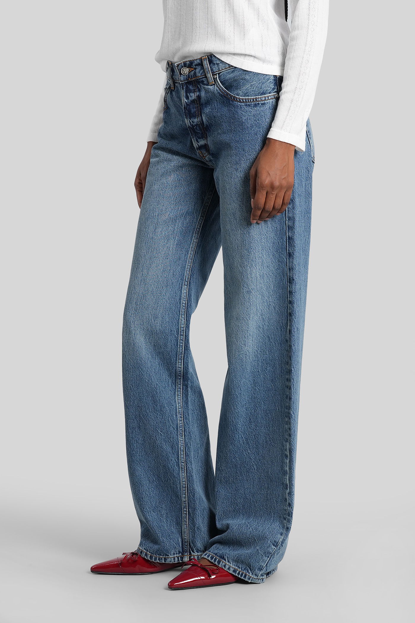 Anine Bing Hugh Jeans In Blue Denim In Blue