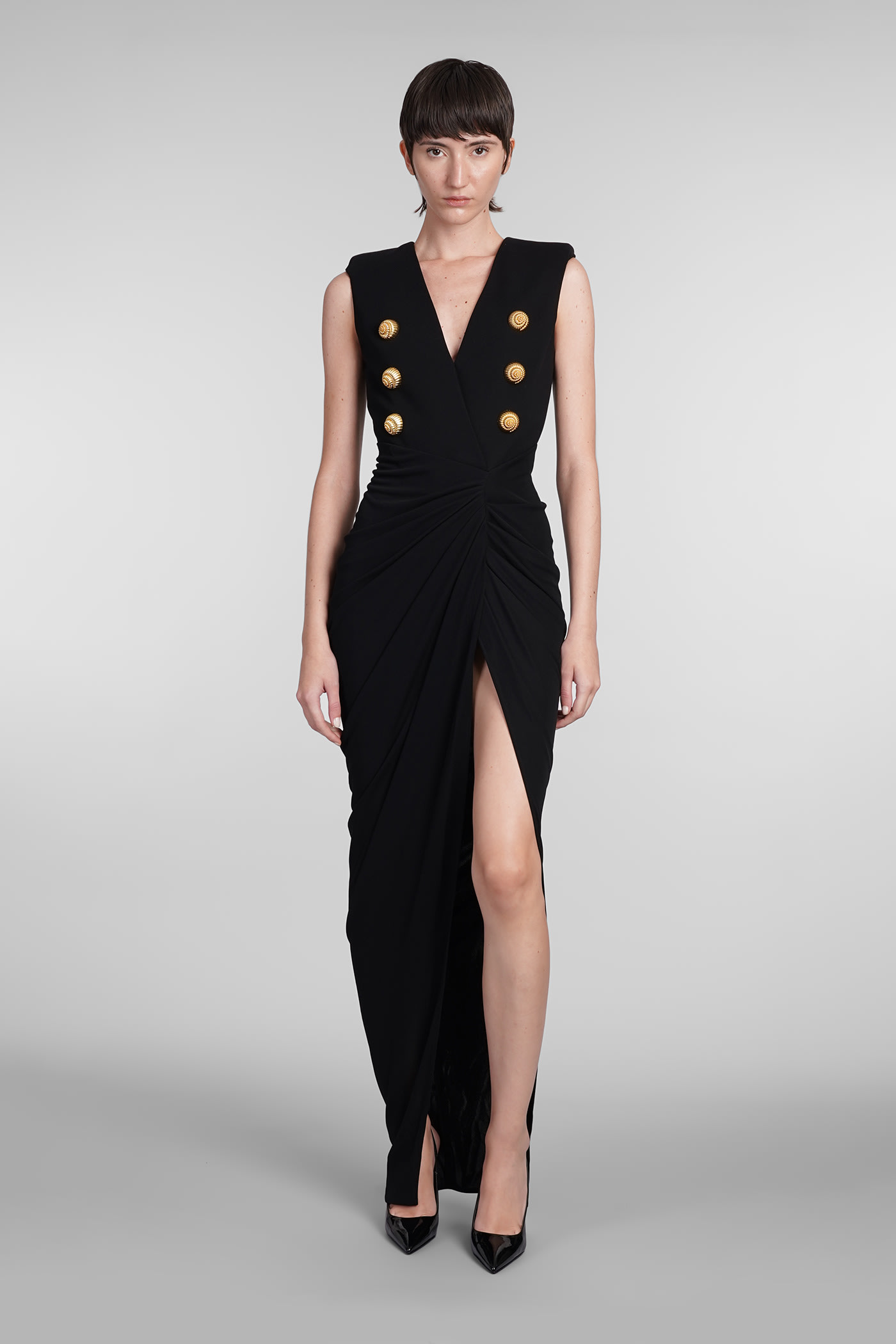 Shop Balmain Dress In Black Viscose