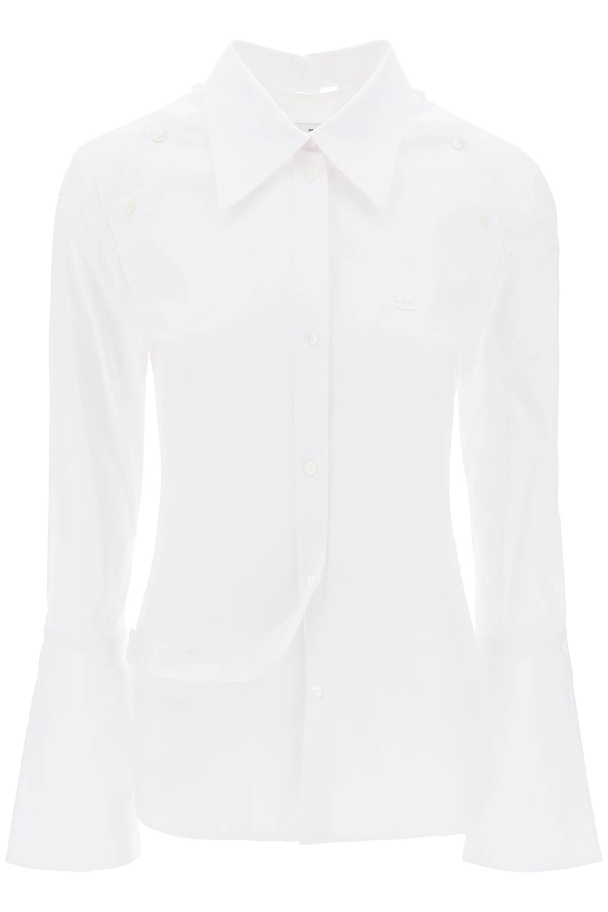 Shop Courrèges Modular Cotton Poplin Shirt In Heritage White (white)