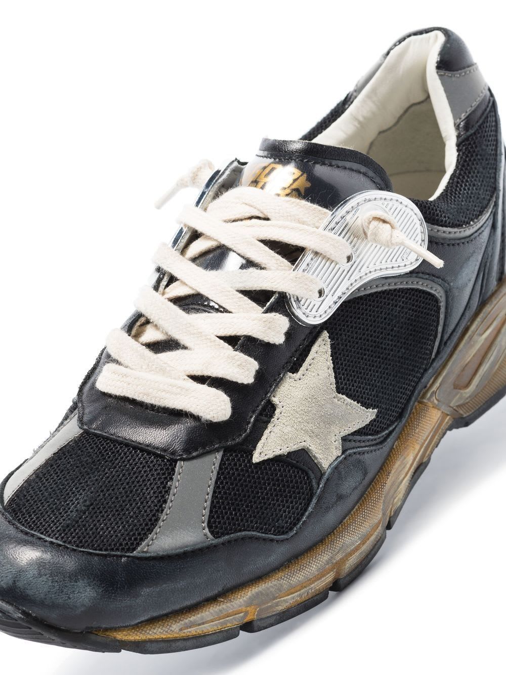 Shop Golden Goose Running Dad Net And Nappa Upper Suede Star In Black Silver Ice