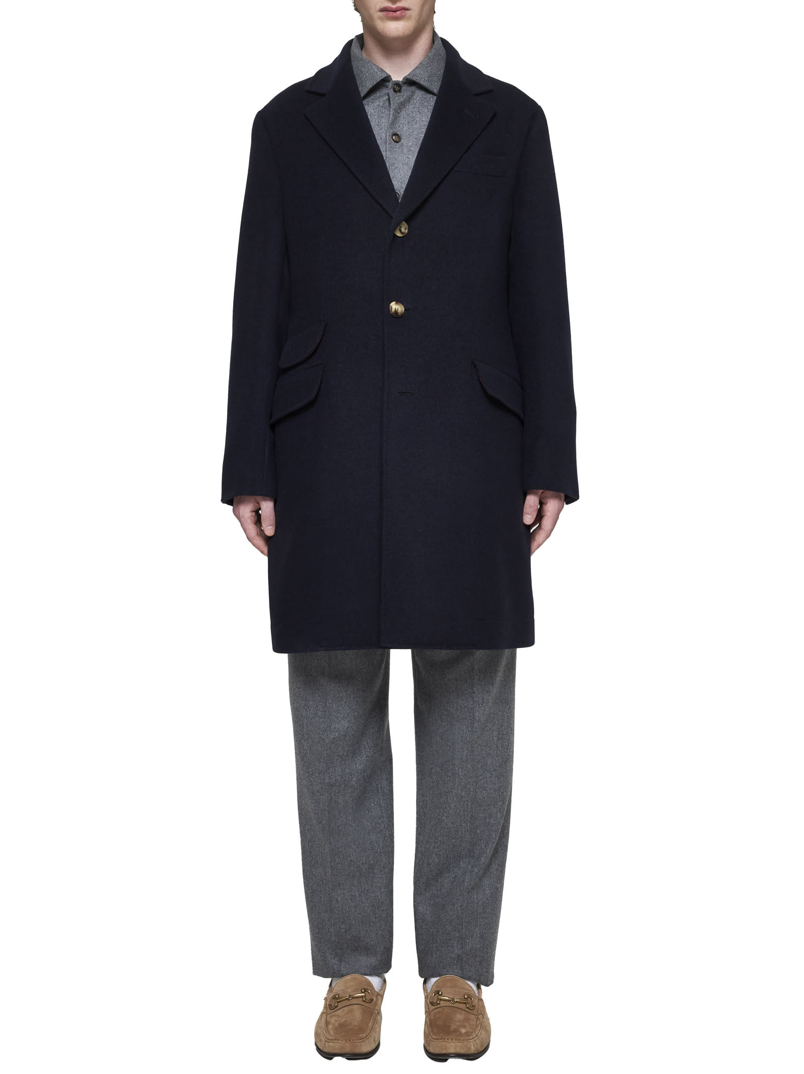 Shop Brunello Cucinelli Coat In Blue