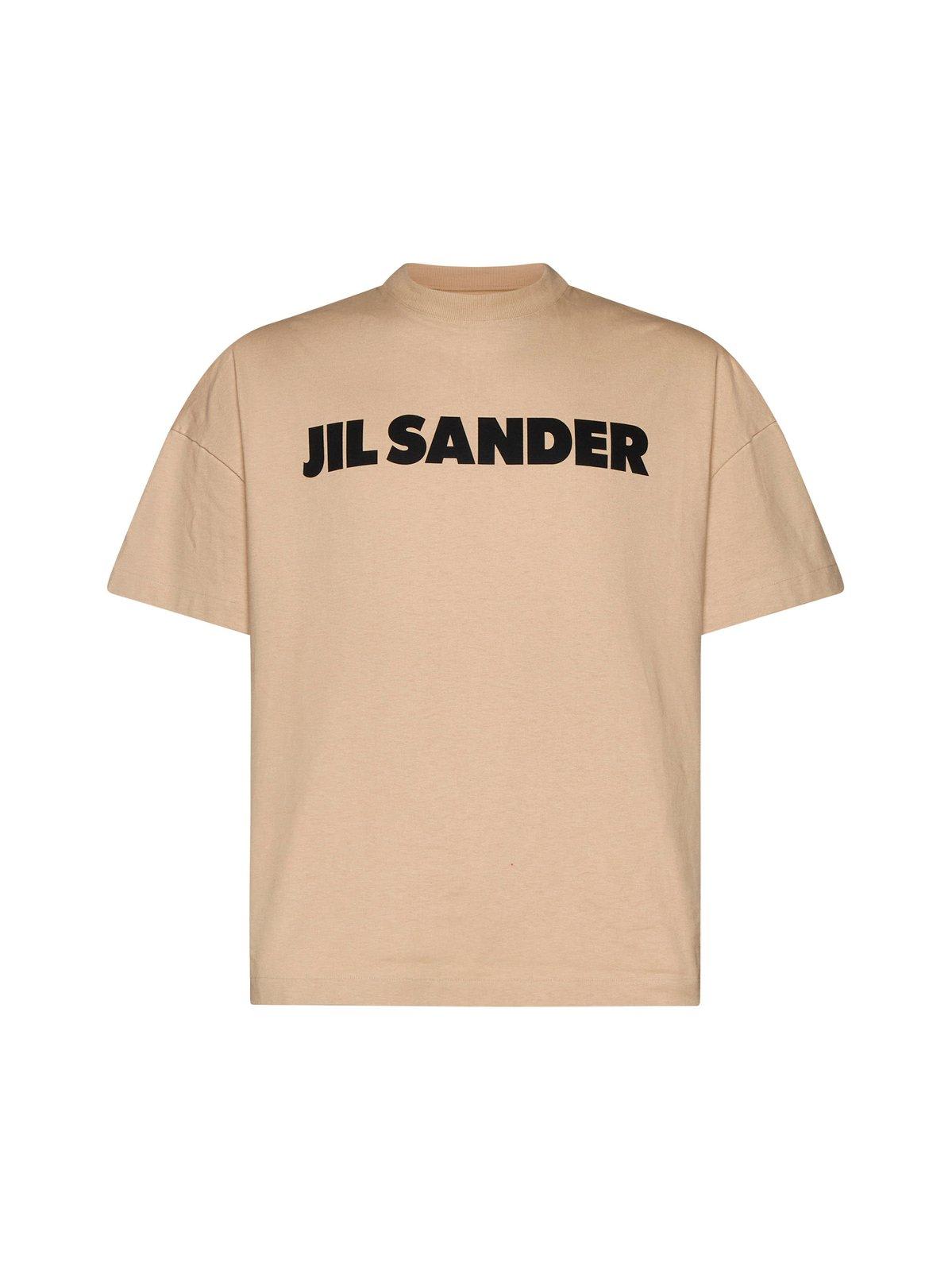 Shop Jil Sander Logo Printed Crewneck T-shirt In Beige