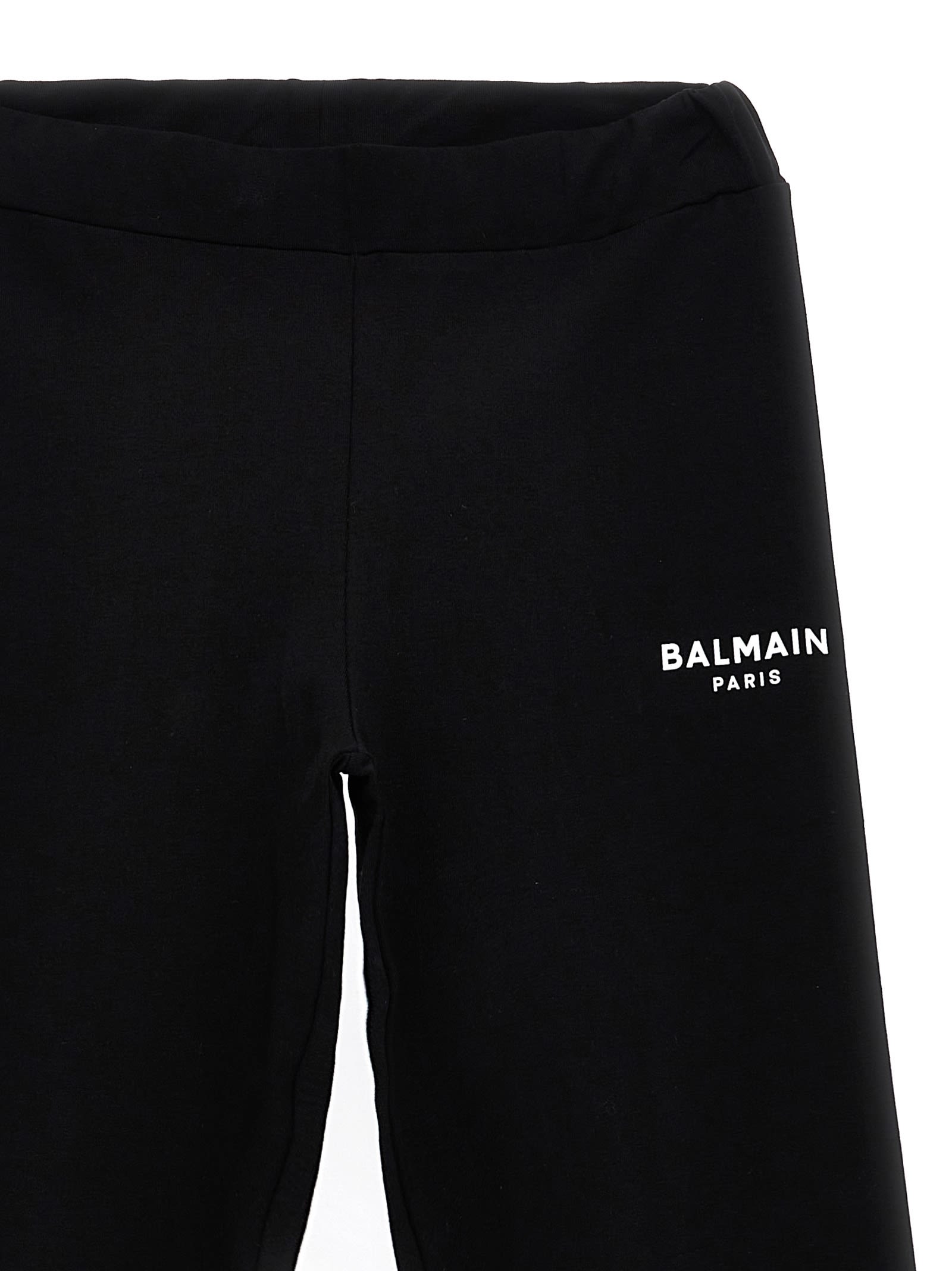 Balmain Logo Cotton-blend Jersey Leggings In White/black