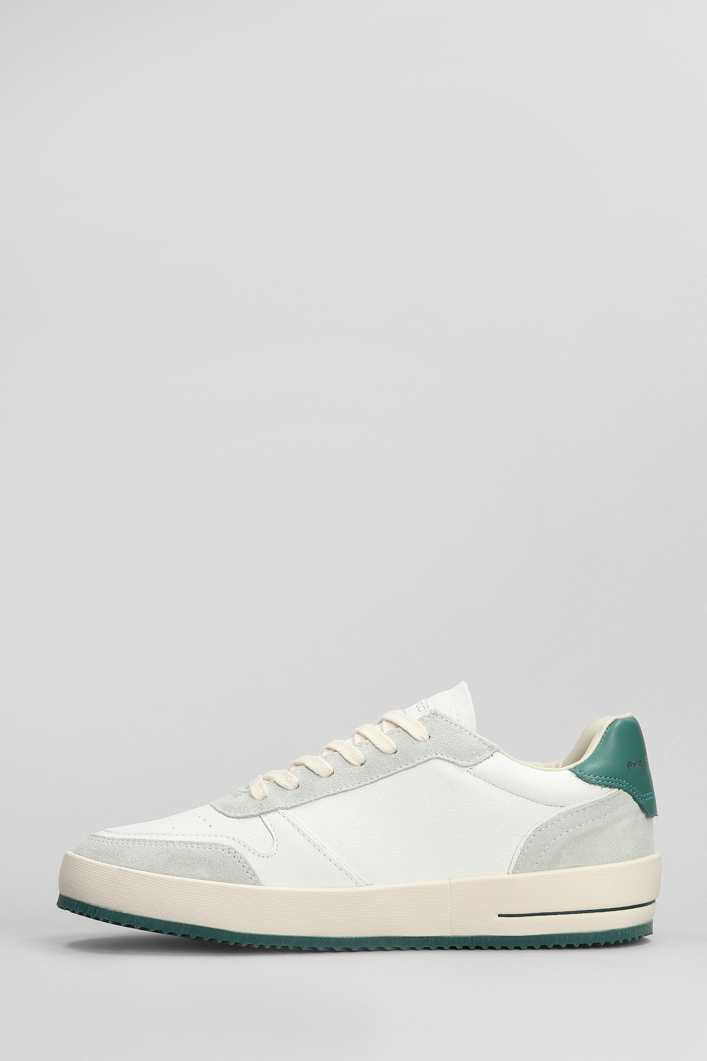 Shop Philippe Model Nice Low Sneakers In White Suede And Leather