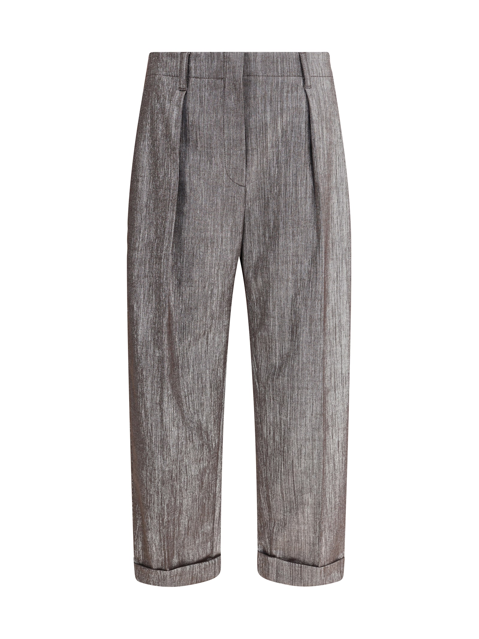 Brunello Cucinelli Lurex Effect Pants In Gray