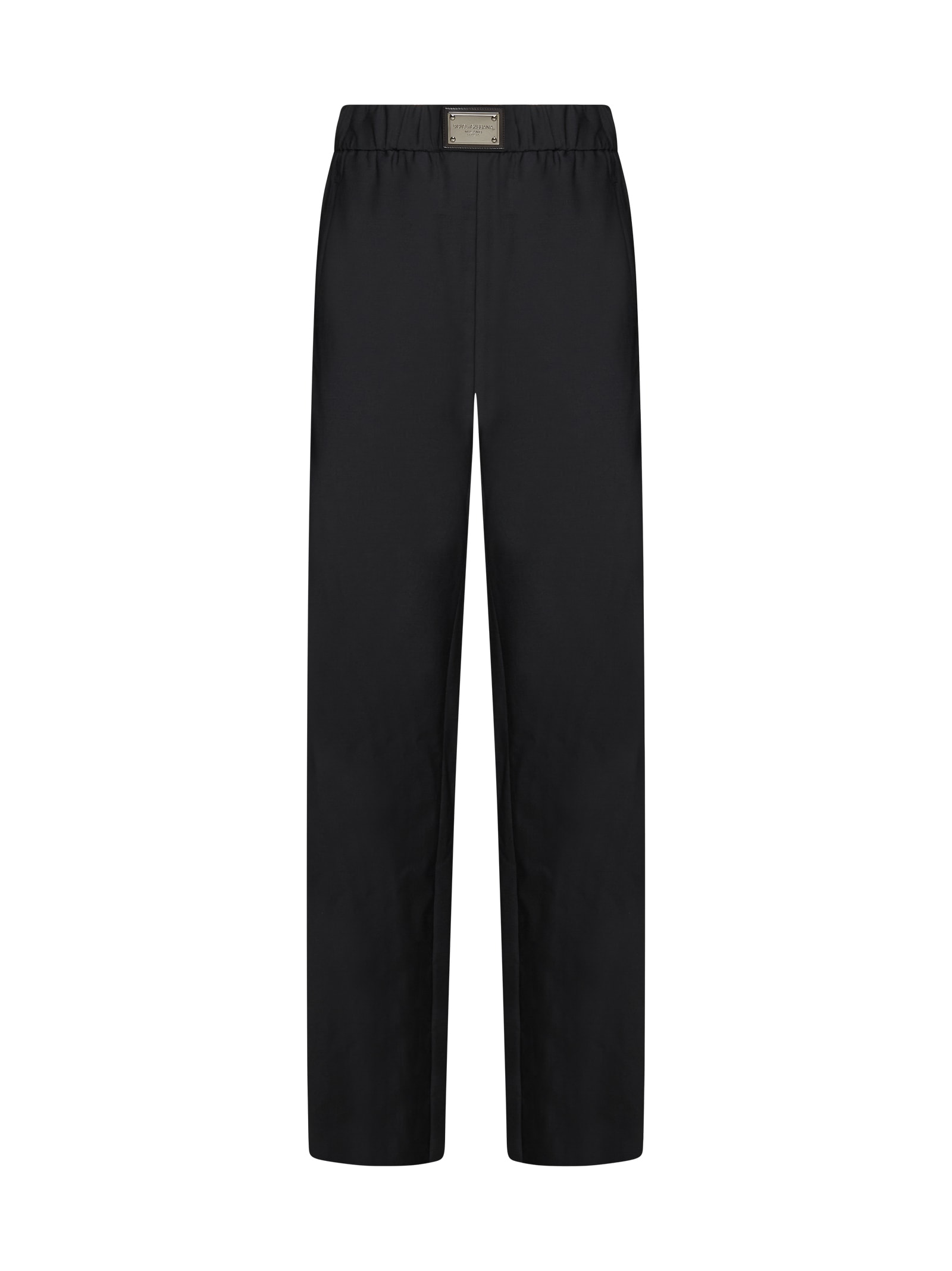 Dolce & Gabbana Black Wool Flared Trousers In Nero