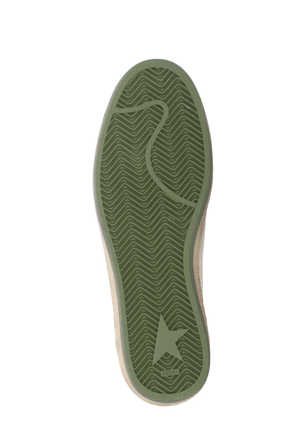Golden Goose Ball Star Sneakers In Vintage Effect Leather With Olive Green Leather Star And Crocodile Effect Heel In White