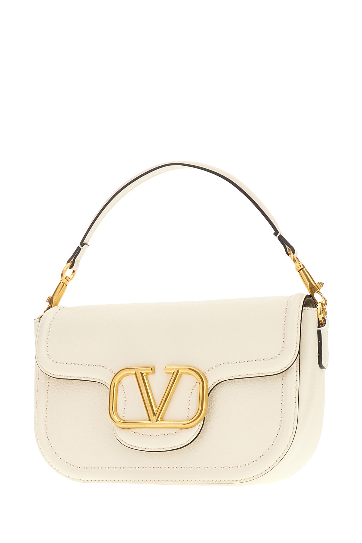 Shop Valentino Ivory Leather Alltime Handbag