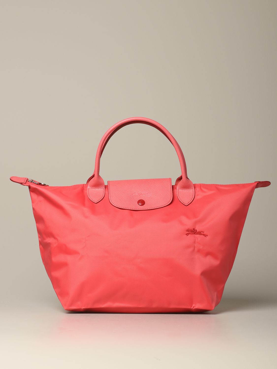 Click to view more detailed imagery on our partner's website Longchamp Bag In Nylon With Embroidered Logo In Geranium
