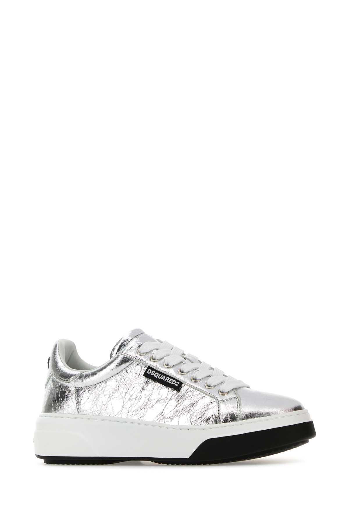 Dsquared2 Silver Leather Bumper Sneakers In Argento