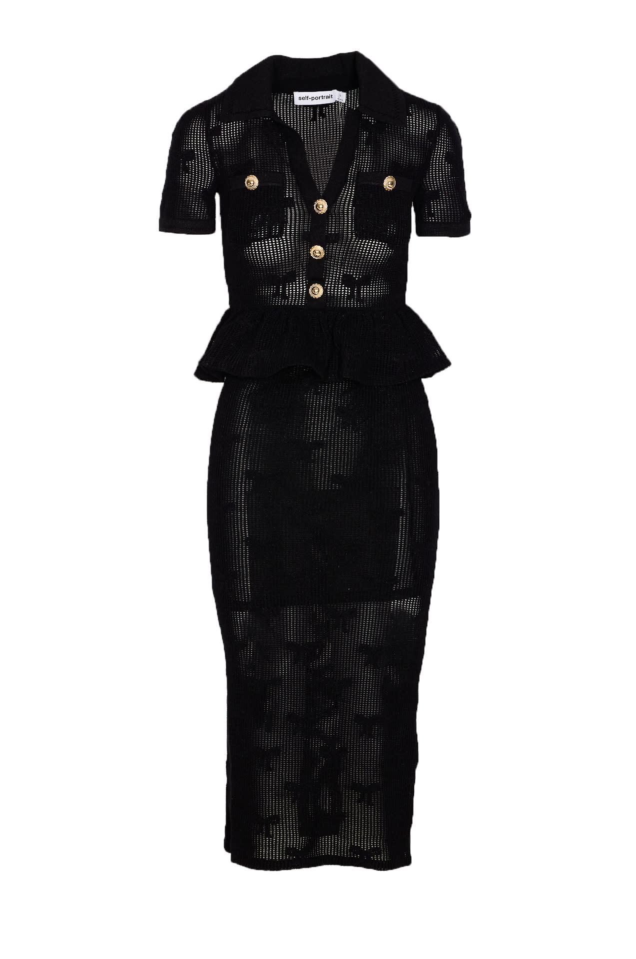 Self-portrait Bow Crochet Midi Dress