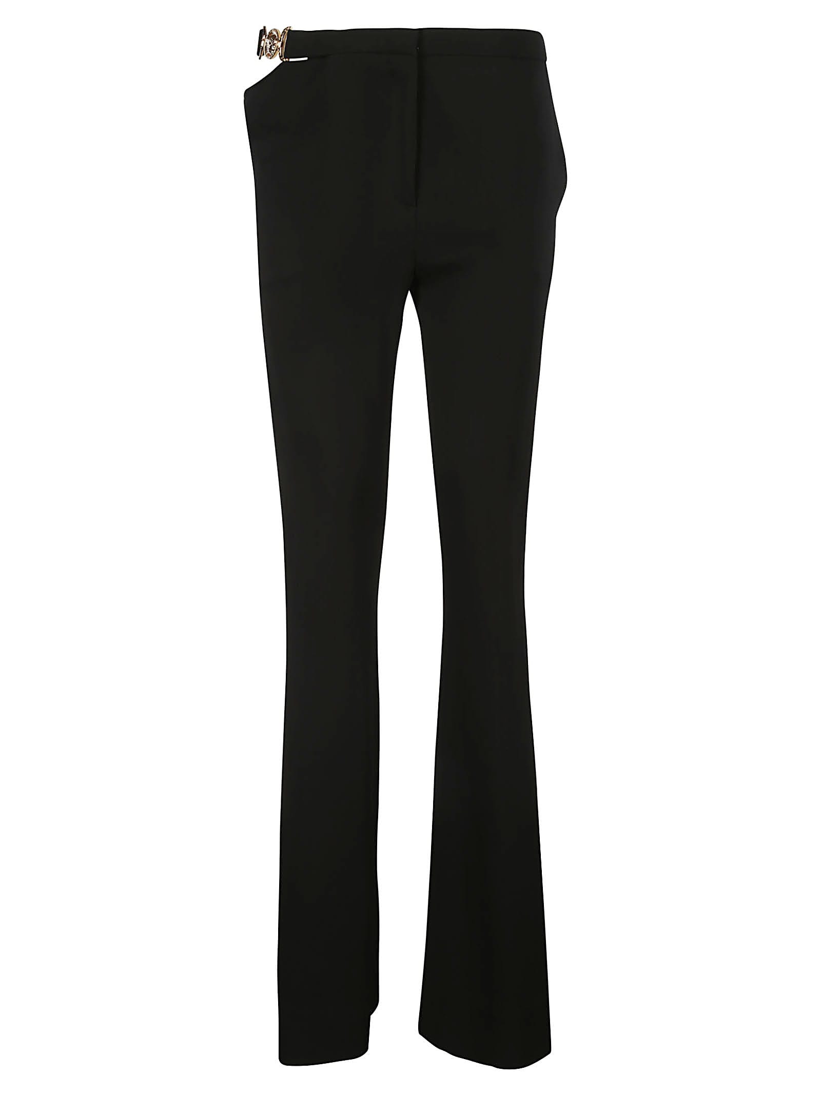 Versace High-waist Flared Trousers In Nero
