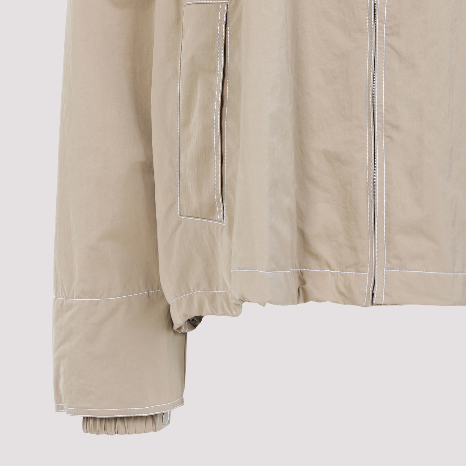 Shop Bottega Veneta Polyamide Jacket In Sesame