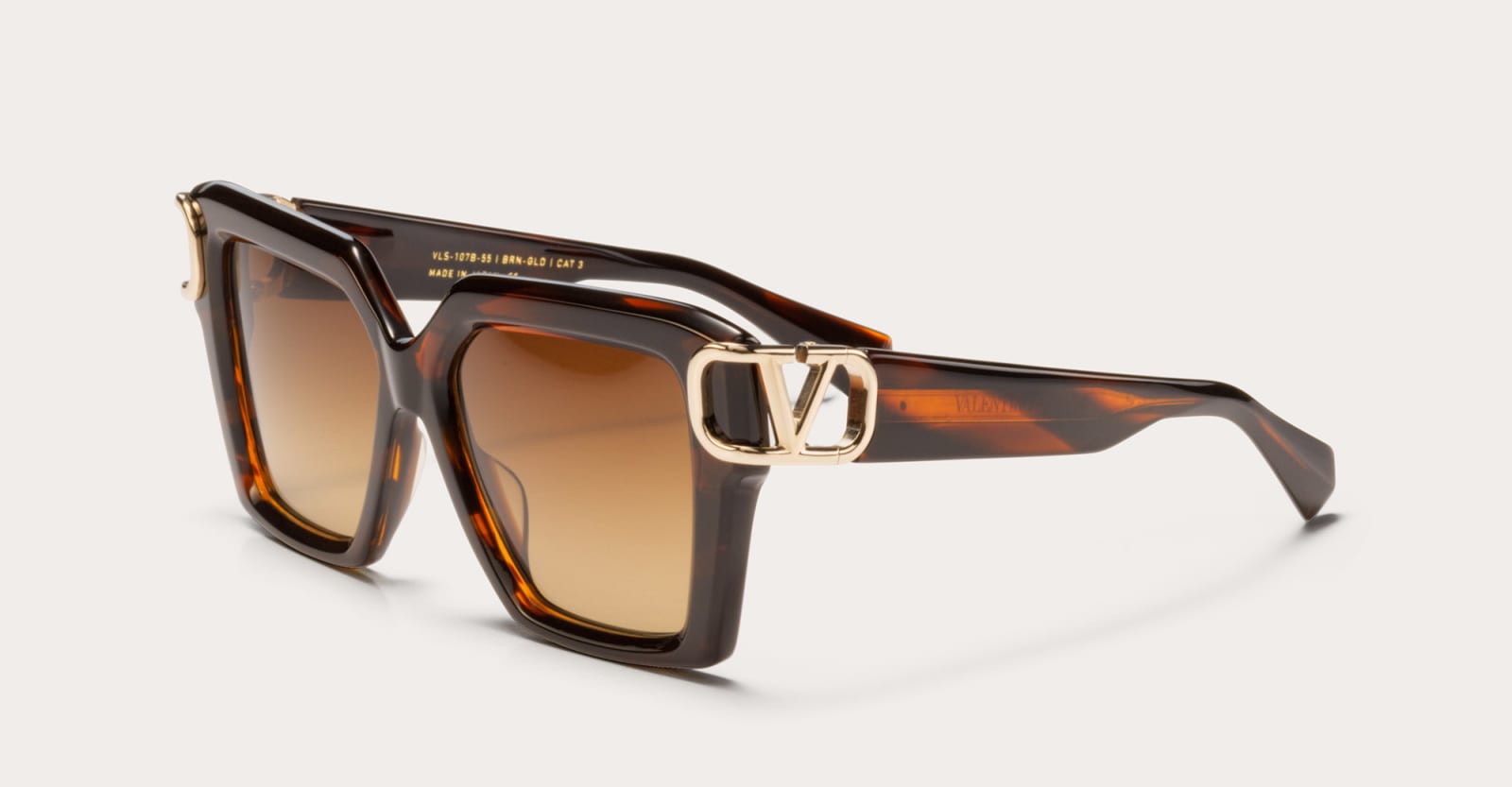 Shop Valentino Uno - Brown Swirl / White Gold Sunglasses In Brown/gold