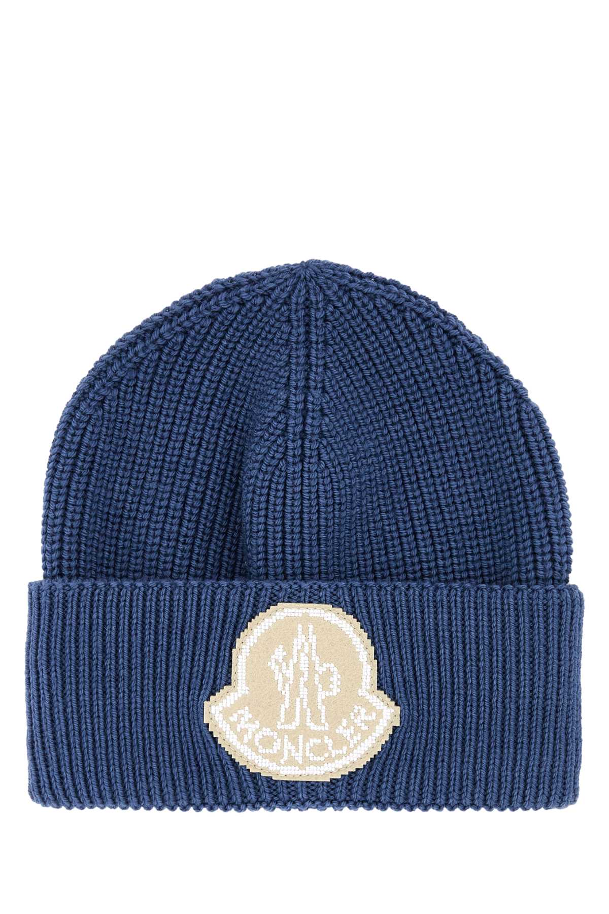 Shop Moncler Denim Blue Wool Beanie Hat In 71g